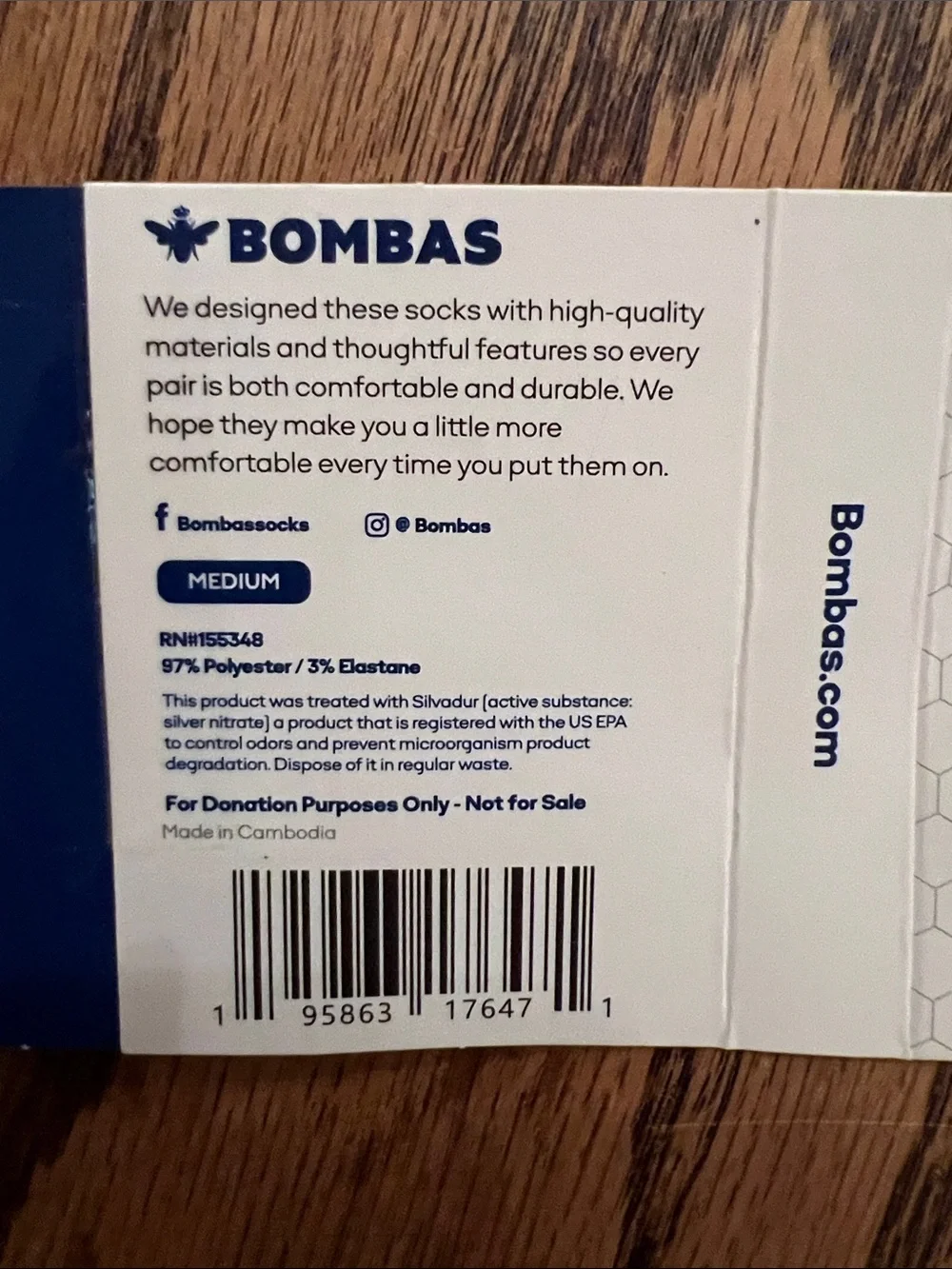 Bombas Black Athletic Crew Socks with Subtle Gray Accents Size M
